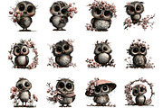 Spring Owl Whimsical Clipart, a Seasonal Illustration by Designking (Thumbnail 2 of 5)