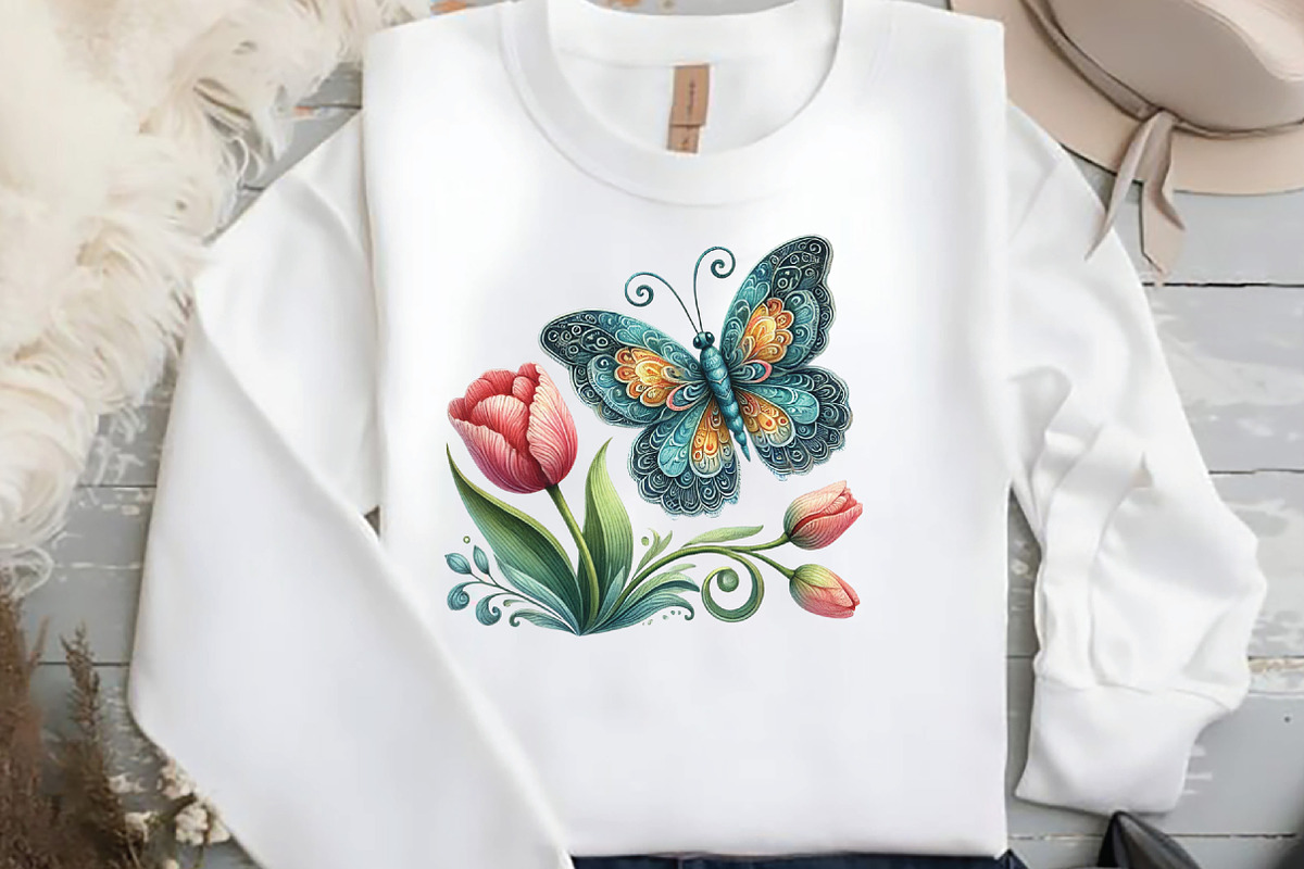 Spring Butterfly Sublimation Clipart, an Illustration by DreamCafeArt (Photo 5 of 5)