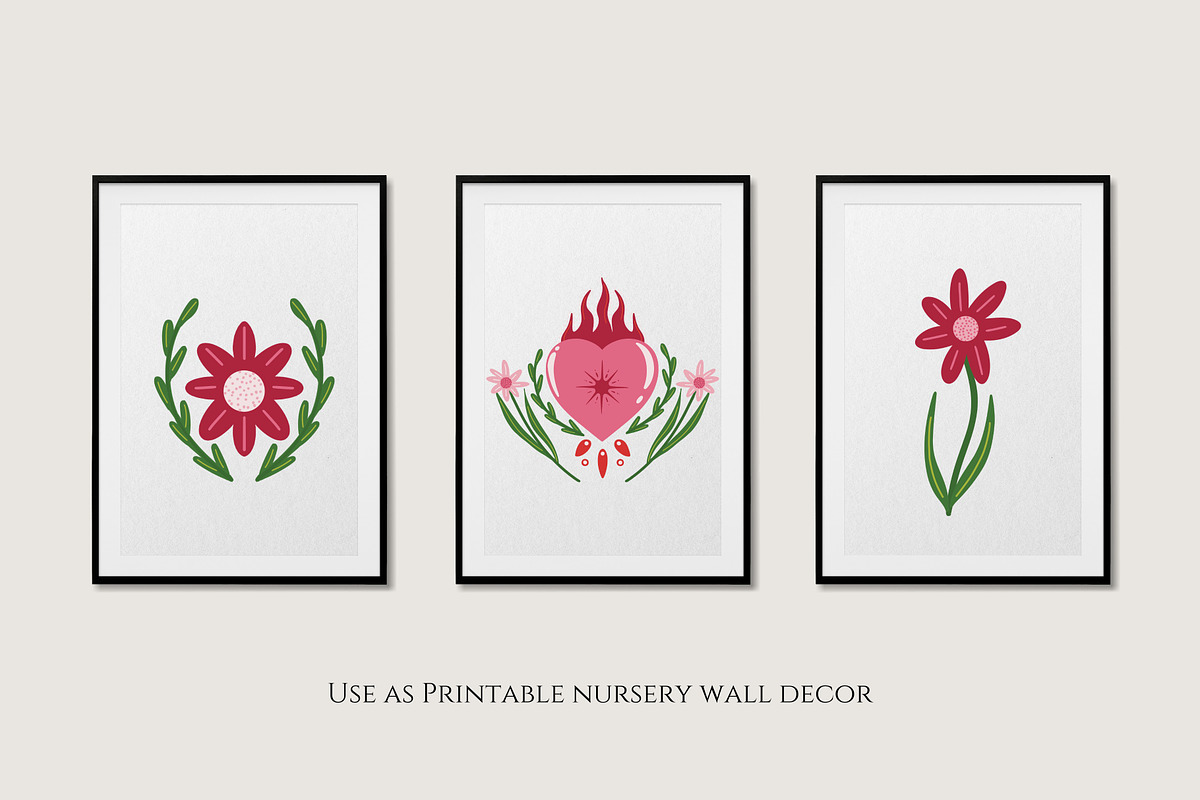 56 Romantic Folk Art Cliparts, an Object Graphic by Ashley Katrina (Photo 6 of 14)