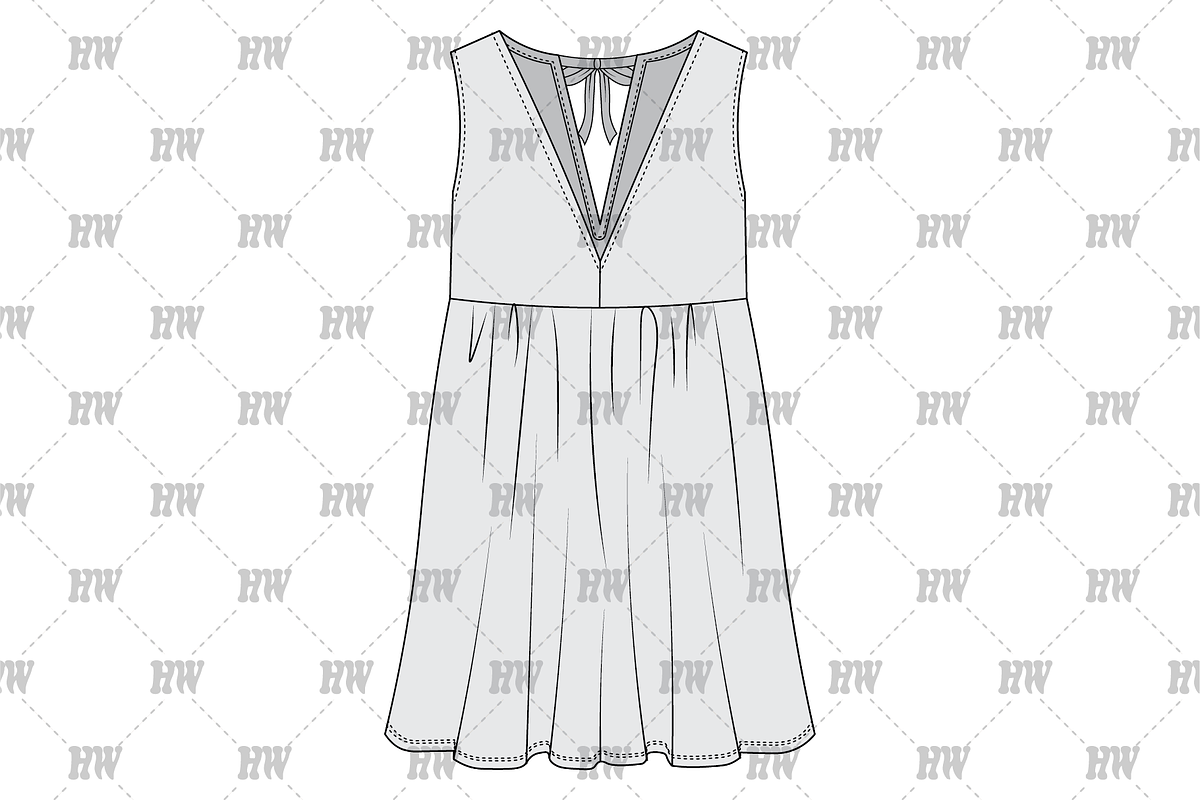 Low V Summer Dress Fashion Flat, a Shirt Mockup by haydenwentworth (Photo 2 of 3)