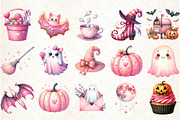 Pink Halloween Clipart. Cute Hallowe, an Illustration by Libby Wishes (Thumbnail 2 of 6)