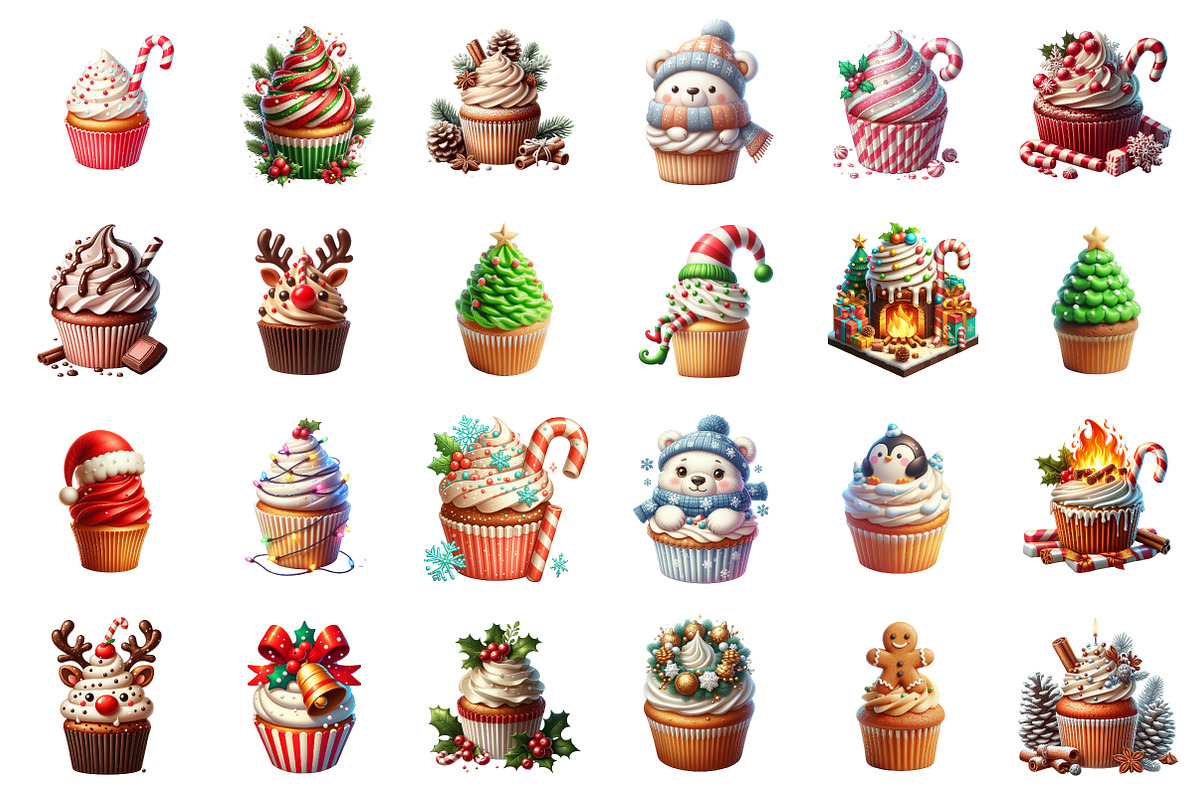 Christmas Cupcake Sublimation PNG, an Illustration by SinaCreation (Photo 2 of 7)