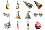 retro new year clipart, an Illustration by DreamArtGraphic (Thumbnail 2 of 4)