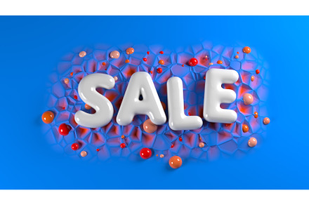sale bright white glossy letters on