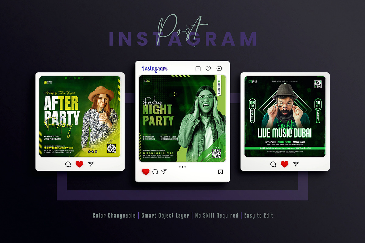 Night Party Social Media Post Bundle, a Social Media Template by Creative_View (Photo 5 of 8)