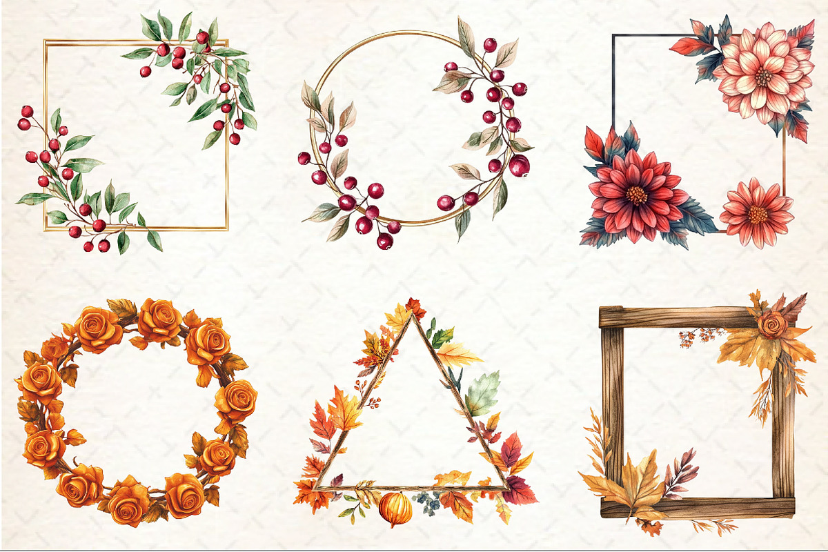 Floral Autumn Frames Clipart, an Illustration by Rose Art (Photo 4 of 4)