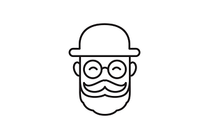 Cool Mustache Man Head Logo