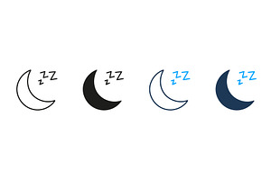 Crescent Moon with ZZZ Icons, an Object Illustration by Gentle Studio