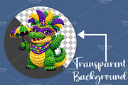 Crochet Mardi Gras Crocodile PNG, an Illustration by Canvas Craft (Thumbnail 2 of 6)