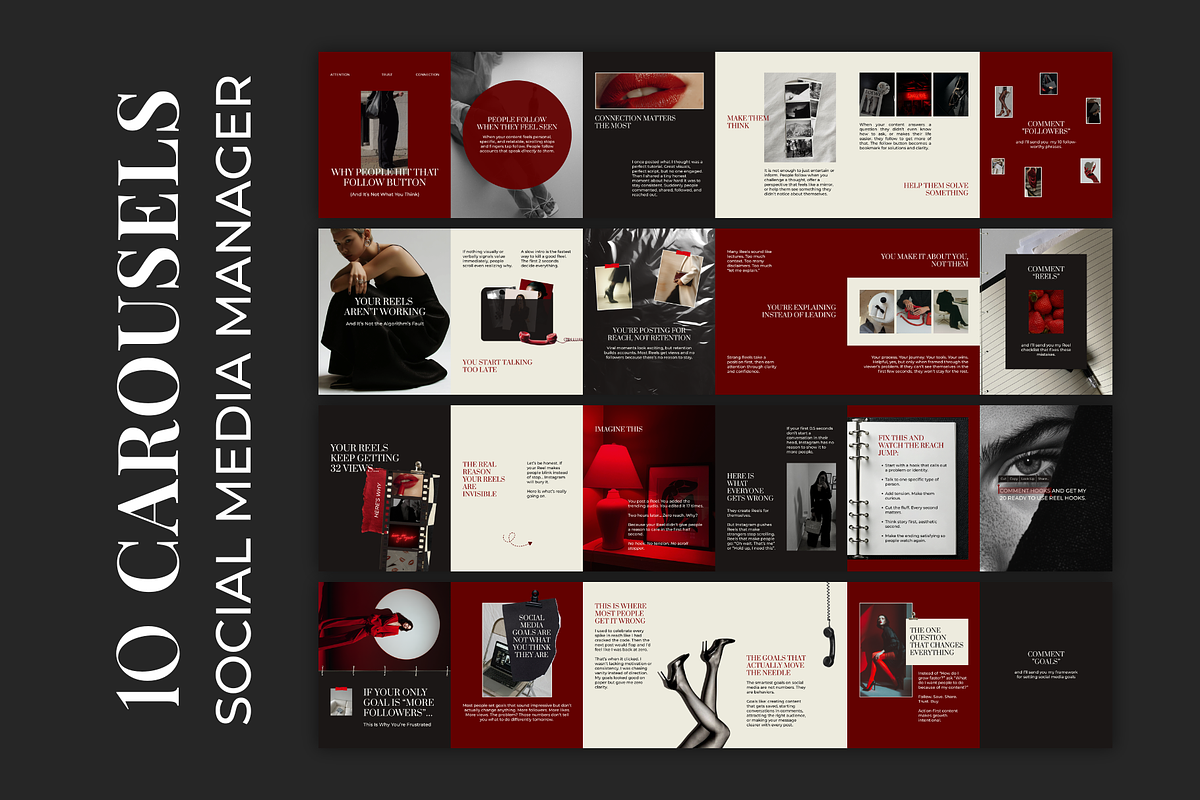 Carousels for Social Media Managers, a Social Media Template by Meraki Templates (Photo 1 of 10)
