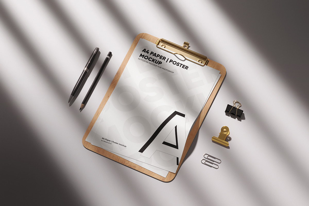 Clipboard With A4 Poster Mockup, a Books & Magazine Mockup by WebAndCat (Photo 11 of 12)