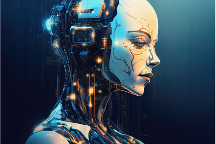 AI robot womans profile abstract, a Technology Photo by Aimagenarium@gmail.com