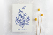 Vintage Flowers Vector blue Toile, an Object Graphic by ON_lineart_store (Thumbnail 2 of 10)