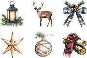 Rustic Winter Christmas Clipart, an Illustration by CraftArtStudio (Thumbnail 2 of 6)