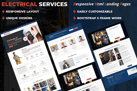 Electrical Services Pro Landing Page, a Landing Page Template by Pennyblack Templates
