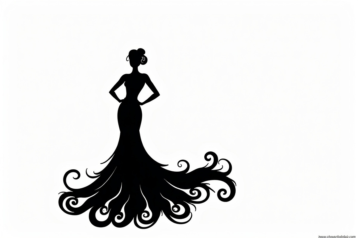 Stylish Gown Silhouette Set, an Illustration by yasushie (Photo 8 of 21)