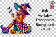 Halloween Witch PNG Clipart Bundle, a Graphic by Clipart Studio (Thumbnail 9 of 11)