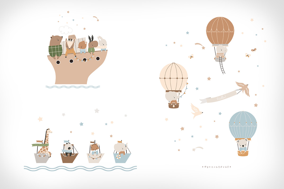 LITTLE TRAVELERS vector set, an Animal Illustration by erasovas (Photo 17 of 19)