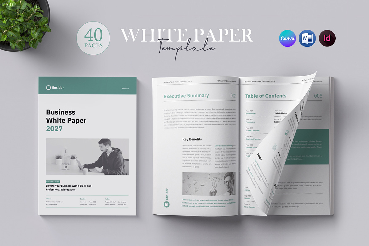 Whitepaper | Canva, Word, InDesign, a Brochure Template by Orcshape Studio (Photo 1 of 17)