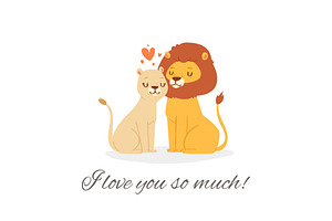 I Love You Lion Lettering Vector