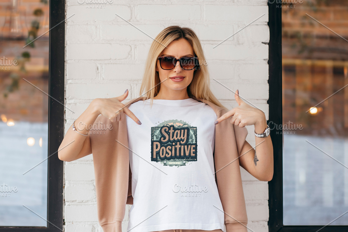 T-shirt Design Stay Positive, an Illustration by Creative design (Photo 1 of 2)
