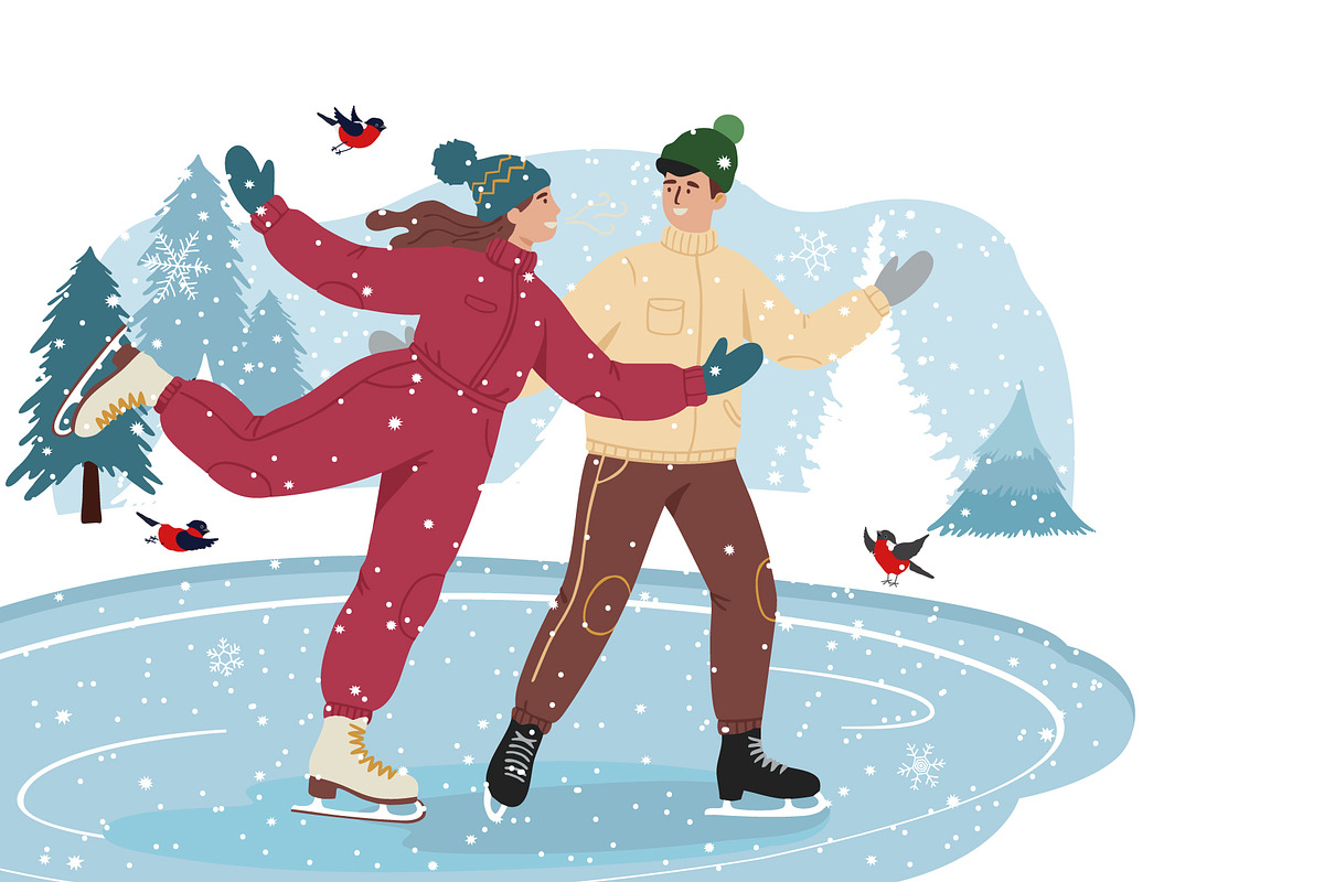 Winter Ice Skating Vector Collection, a Person Illustration by Olga Bonitas (Photo 5 of 7)