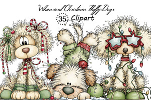 Whimsical Christmas Fluffy Dogs PNG, an Illustration by Creative Art