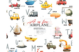 Learning letters A to Z cars pattern, a Pattern Graphic by Milatoo