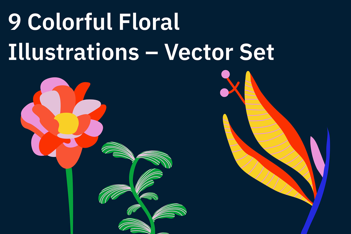 9 Colorful Floral Illustrations, a Decorative Illustration by crafty (Photo 2 of 4)
