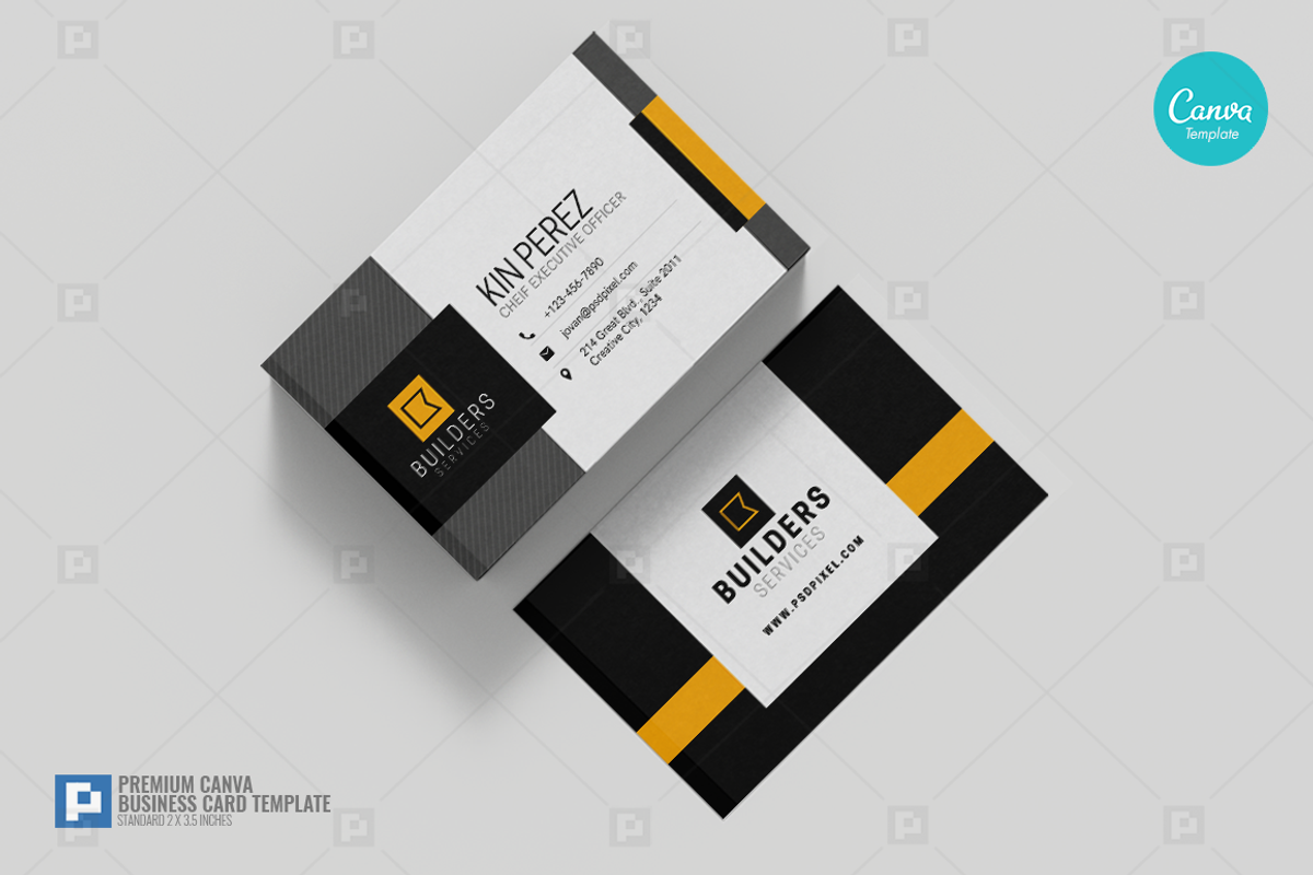 Construction Canva Business Card 09, a Business Card Template by PSDPixel (Photo 2 of 4)