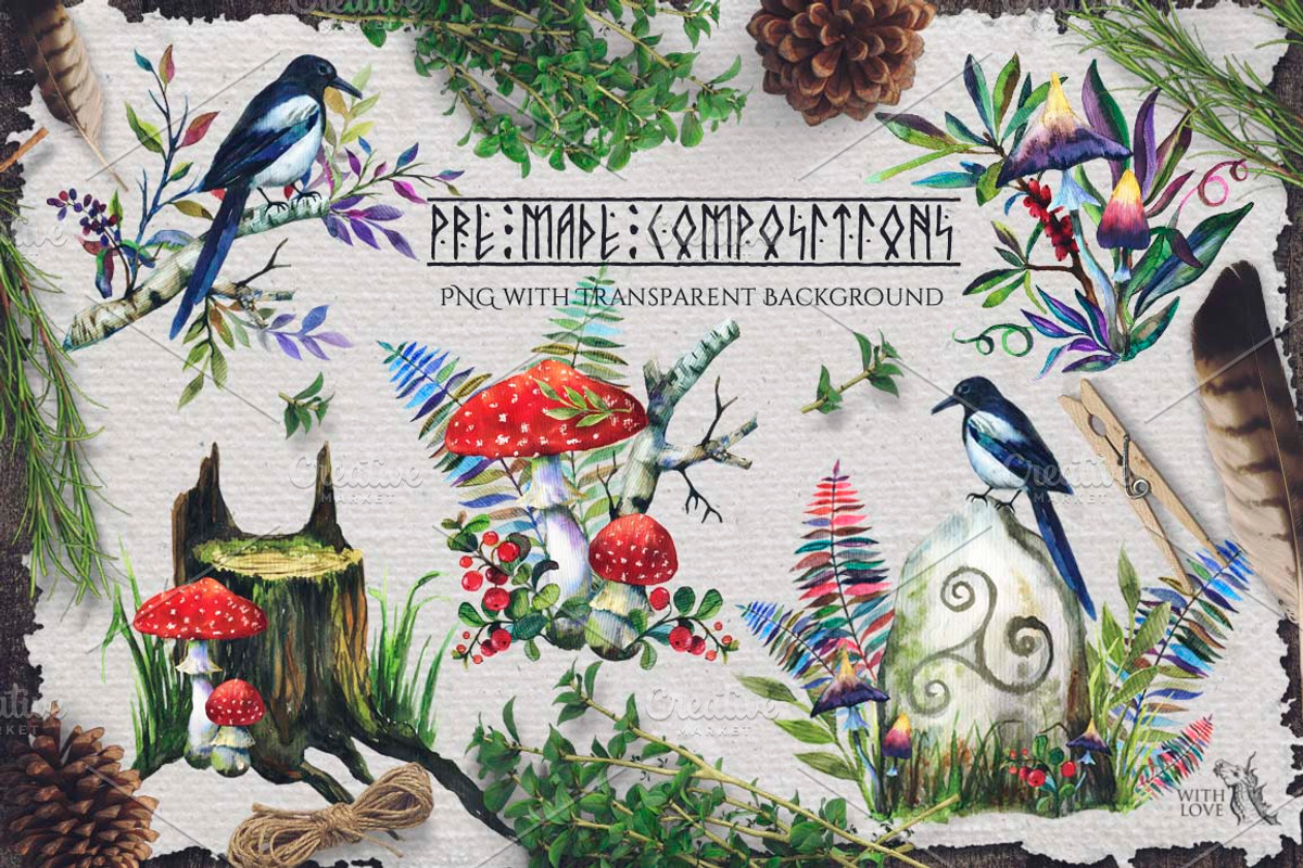 Pagan Forest Watercolor Kit, a Decorative Illustration by Fluffy Unicorn (Photo 4 of 6)