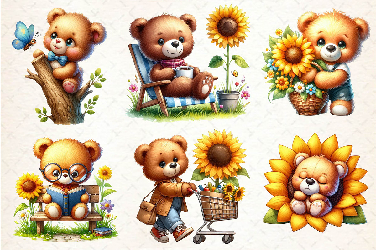 Cute Teddy Bear Clipart, an Illustration by Dream Creation (Photo 3 of 5)