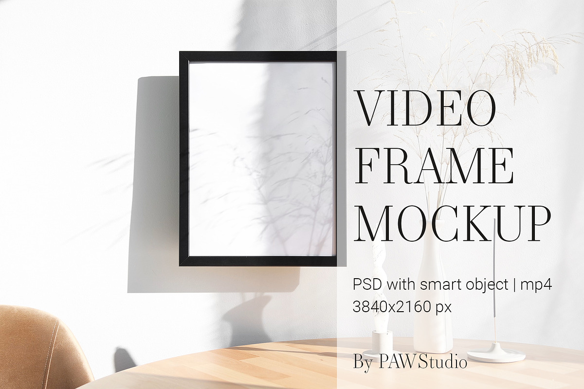 Video Photo Frame Mockup 3x4 MP4, an Advertising Mockup by PawMockups (Photo 1 of 7)