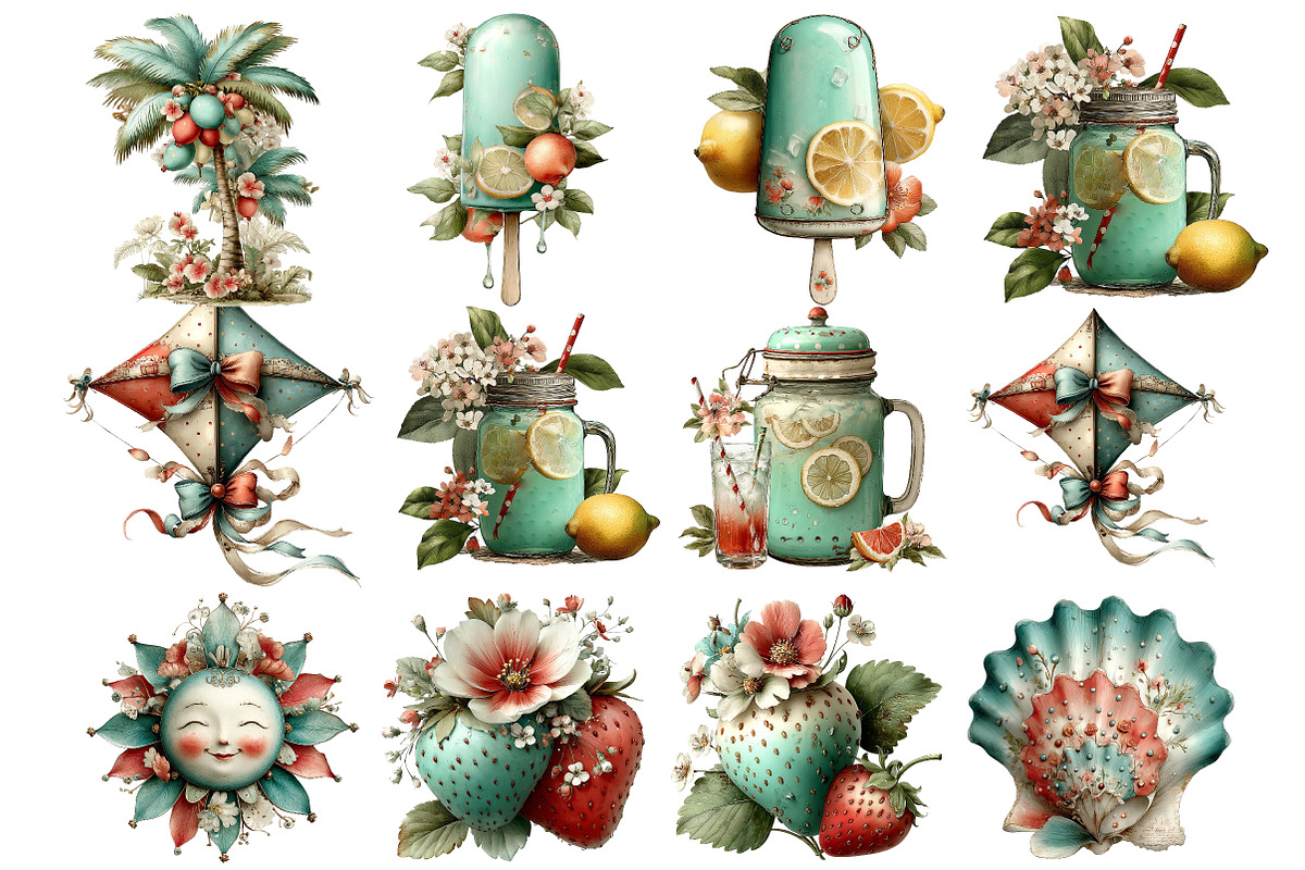 Whimsical Summer Clipart, an Illustration by DreamArtGraphic (Photo 2 of 5)