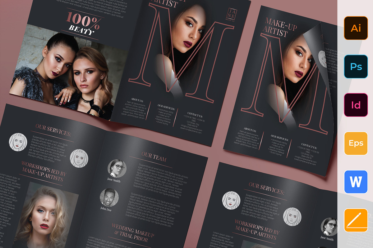 Makeup Artist Brochure Bifold, a Brochure Template by TemplatesNow! (Photo 1 of 3)