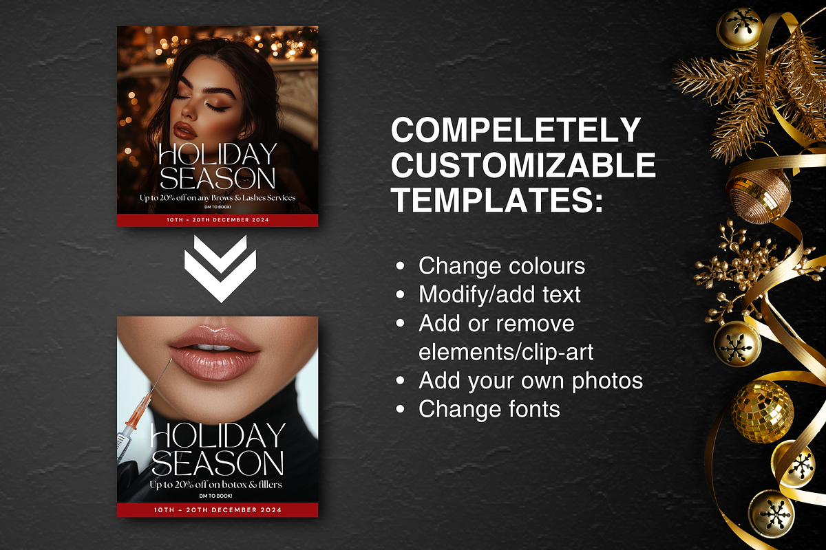 Brows & Lashes Instagram Holidays, a Social Media Template by DesignsbyMariaStudio (Photo 4 of 10)