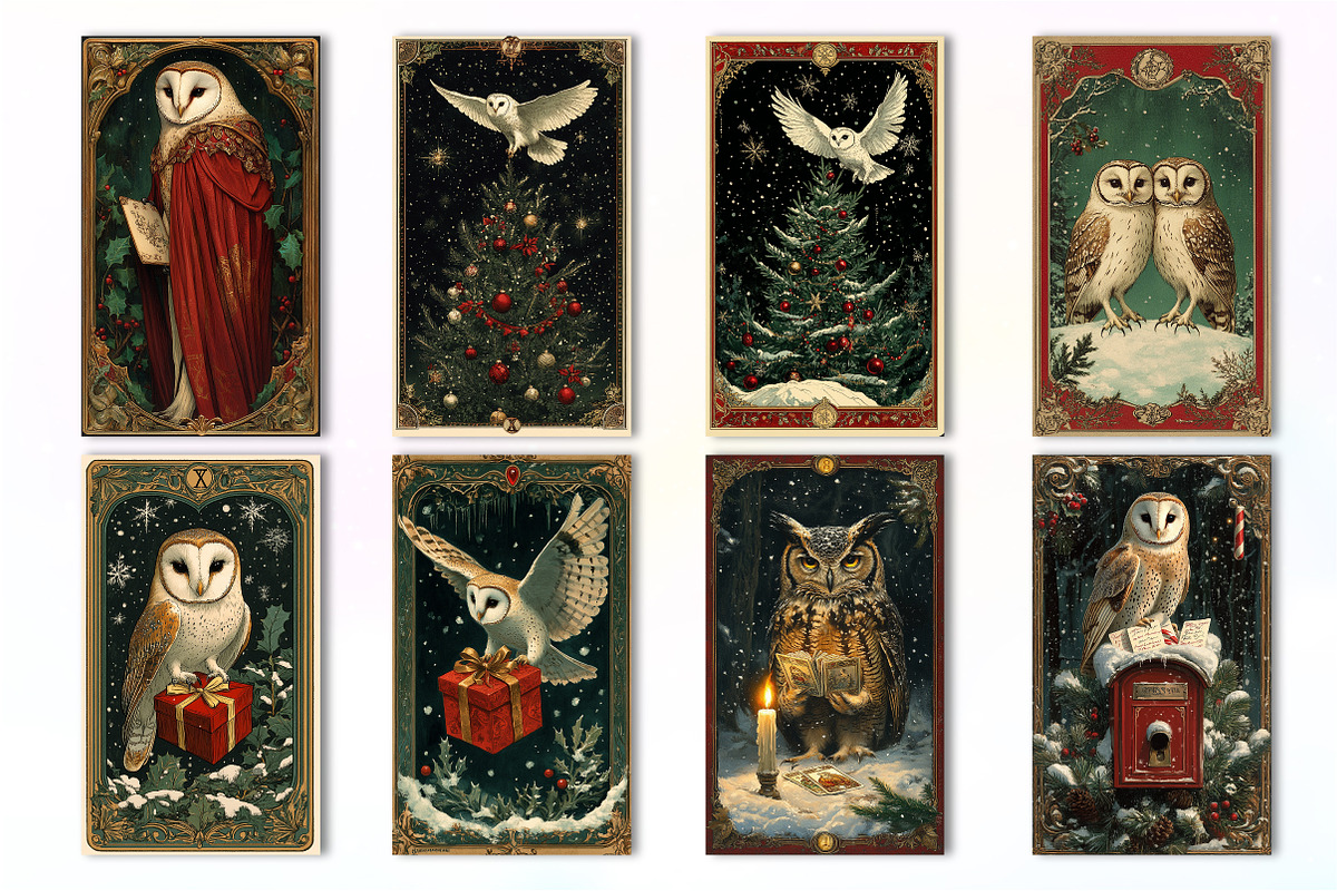 Christmas Owl Card PNG Sublimation, an Illustration by Dream Creation (Photo 4 of 5)