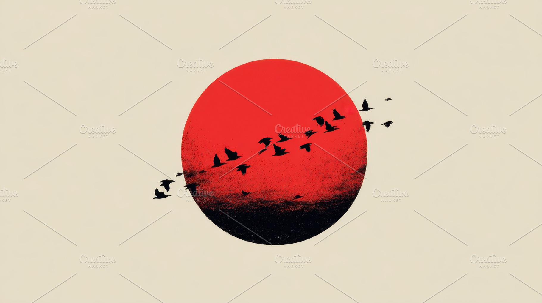Sunset with birds flying over, a Photo by Beautiful things