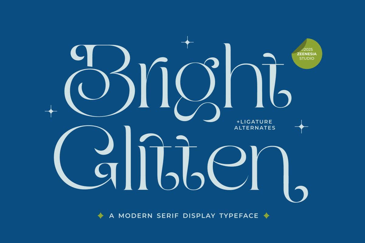 Bright Glitten, a Serif Font by zeenesia (Photo 1 of 20)