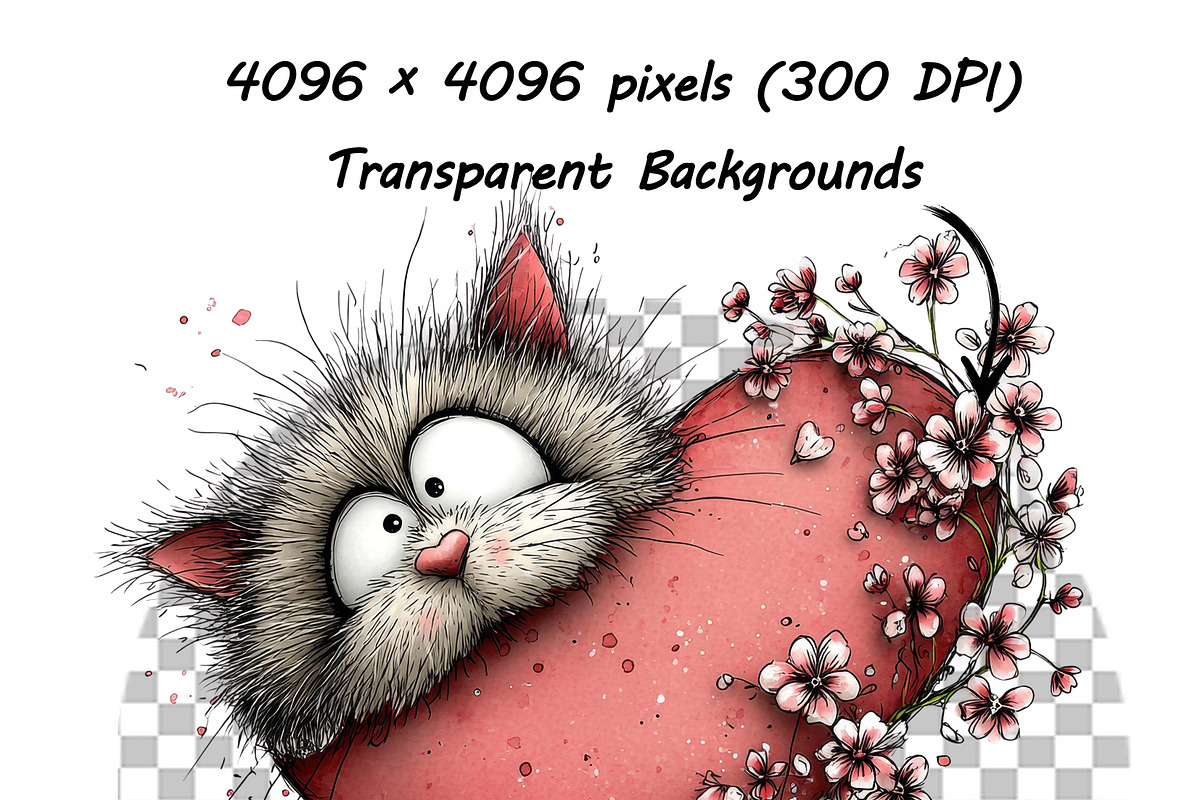 Whimsical Floral Cat Clipart Bundle, an Animal Illustration by one-touch