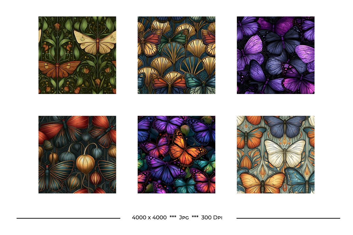 Butterfly Retro Art Style Patterns, a Pattern Graphic by karenfoleyphoto (Photo 4 of 16)