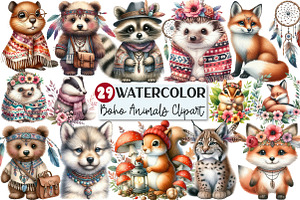 Sweet Boho Woodland Creatures Animal, an Illustration by Rose Art