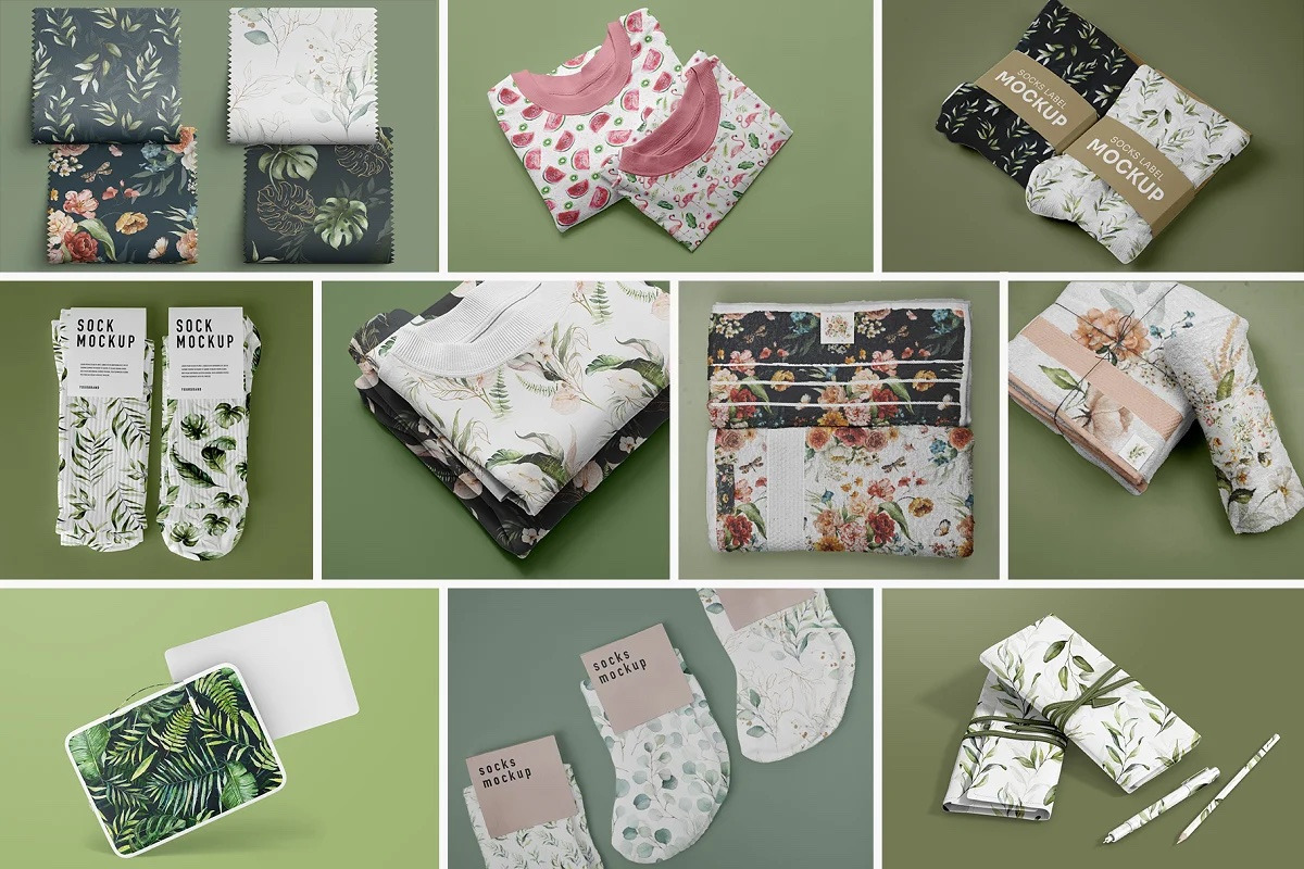 BUNDLE Mock Ups fabric textile, an Advertising Mockup by AnastasiyaOleynik (Photo 2 of 11)