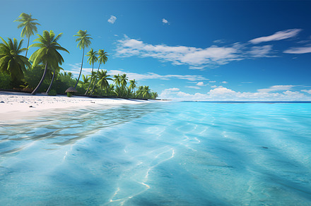 Scenic view on maldives island tropical palm beach. Perfect paradise ocean coas, a Nature Photo by Lenor4ik