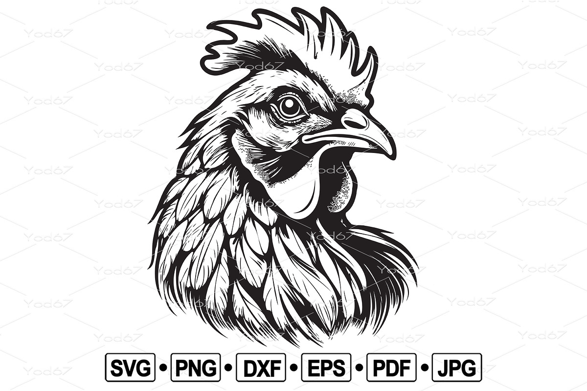Vector of chicken head design., an Animal Illustration by yod67 (Photo 1 of 6)