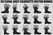 Floral Boot Silhouette Bundle, an Illustration by Gaye Art (Thumbnail 1 of 31)