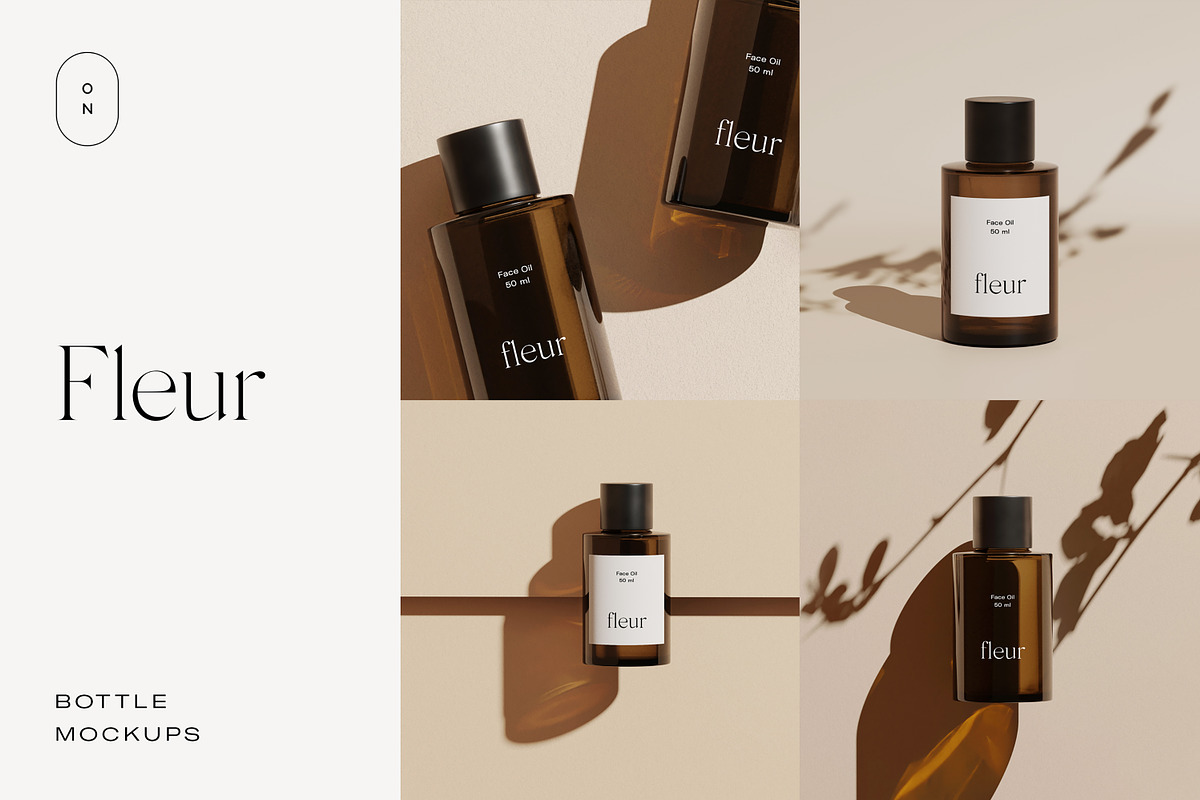 Fleur: Cosmetic Bottle Mockups, a Packaging Mockup by October November (Photo 1 of 9)