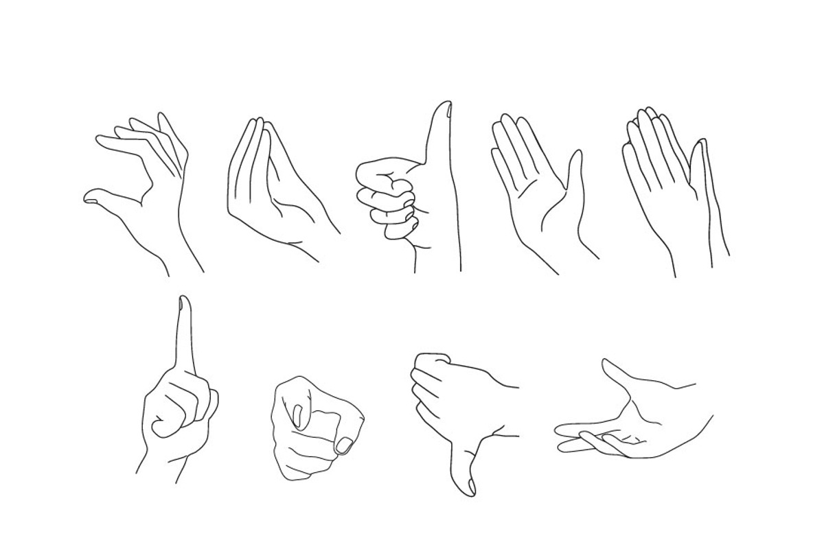 Set of hands gestures vector, an Illustration by Svetlana Voloshina