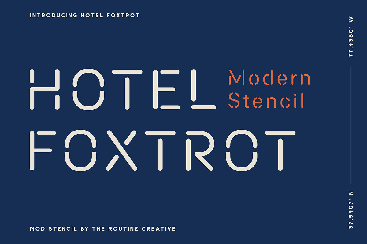 Hotel Foxtrot - Modern Stencil, a Font by Creative Type (Photo 1 of 9)