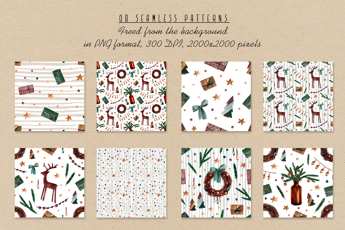 Watercolor Clipart Christmas Decor, a Decorative Illustration by a_ptichkina (Photo 3 of 4)